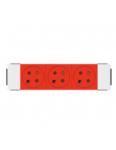 Triple prise de courant 2P+T Surface à détrompage Soluclip pour goulotte Mosaic clippage direct 6 modules rouge LEGRAND 077123L