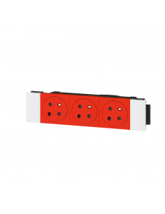 Triple prise de courant 2P+T Surface à détrompage Soluclip pour goulotte Mosaic clippage direct 6 modules rouge LEGRAND 077123L 2