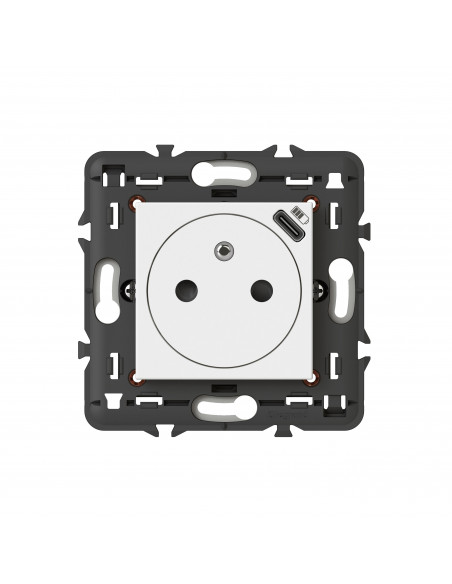 Prise de courant Surface Mosaic avec chargeur USB Type-C livrée avec support 2 modules blanc Legrand 077161L