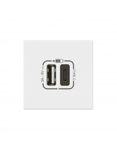 Chargeur USB Type-A + USB Type-C 3A 15W Mosaic Link 230V 2 modules blanc LEGRAND 077570L