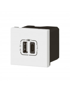 Chargeur USB Type-A + USB Type-C 3A 15W Mosaic Link 230V 2 modules blanc LEGRAND 077570L 2