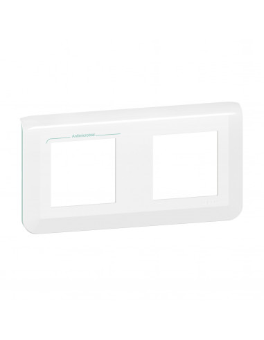 Plaque de finition horizontale Mosaic pour 2x2 modules blanc antimicrobien LEGRAND 078725L
