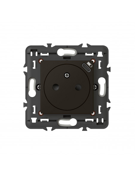Prise 2P+T Surface avec chargeur USB Type-C Mosaic 2 modules avec support noir LEGRAND 079161L