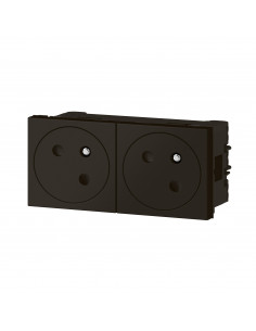 Double prise 2P+T Surface Mosaic Link raccordement latéral 4 modules noir mat LEGRAND 079192L 2