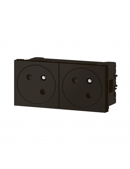 Double prise 2P+T Surface Mosaic Link raccordement latéral 4 modules noir mat LEGRAND 079192L