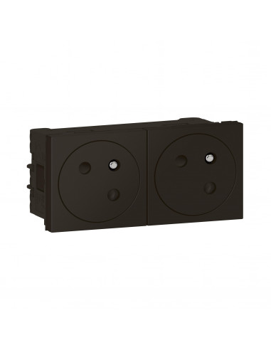 Double prise 2P+T Surface Mosaic Link raccordement latéral 4 modules noir mat LEGRAND 079192L