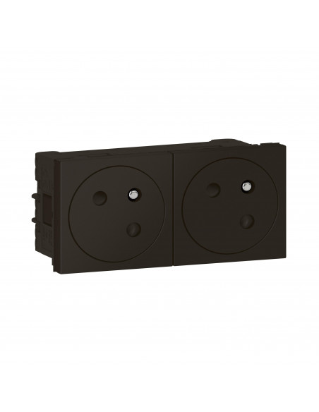 Double prise 2P+T Surface Mosaic Link raccordement latéral 4 modules noir mat LEGRAND 079192L