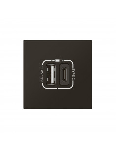 Chargeur USB Type-A et USB Type-C 3A 15W Mosaic Link 230V 2 modules noir mat LEGRAND 079193L 2