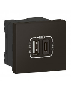 Chargeur USB Type-A et USB Type-C 3A 15W Mosaic Link 230V 2 modules noir mat LEGRAND 079193L