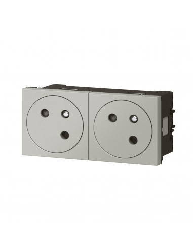 Double prise de courant 2P+T Surface Mosaic Link raccordement latéral 4 modules alu LEGRAND 079272L