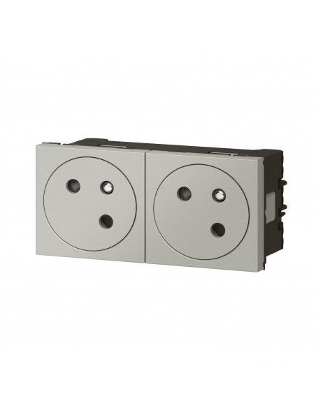 Double prise de courant 2P+T Surface Mosaic Link raccordement latéral 4 modules alu LEGRAND 079272L