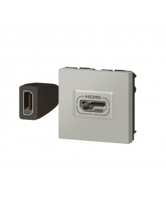 Prise HDMI Type-A version 2.0 préconnectorisée Mosaic 2 modules alu LEGRAND 079279L 2