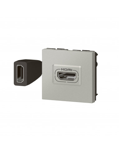 Prise HDMI Type-A version 2.0 préconnectorisée Mosaic 2 modules alu LEGRAND 079279L