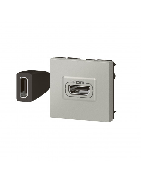 Prise HDMI Type-A version 2.0 préconnectorisée Mosaic 2 modules alu LEGRAND 079279L