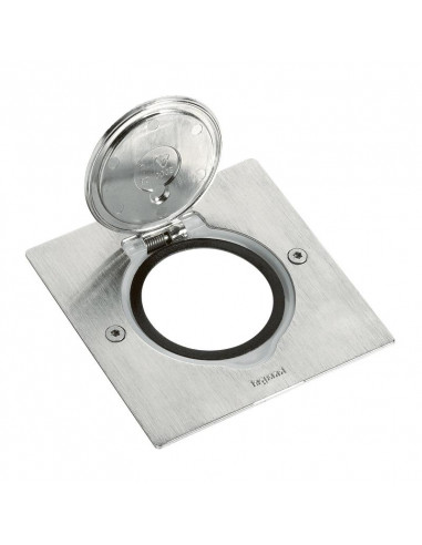 Platine de sol carrée à équiper de mécanisme Mosaic 1 poste inox brossé LEGRAND 089700