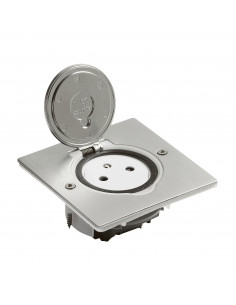 Prise de sol simple 2P+T Surface 16A 250V avec platine carrée inox brossé LEGRAND 089760 2