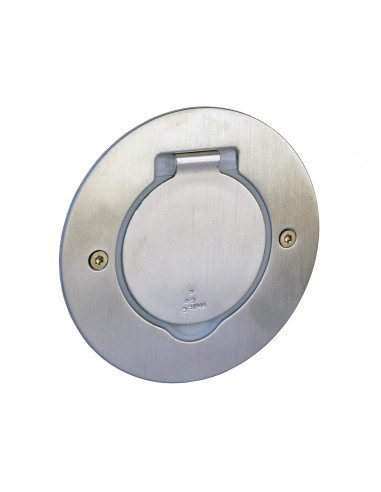 Prise de sol simple RJ45 catégorie6 FTP avec platine ronde inox brossé LEGRAND 089771