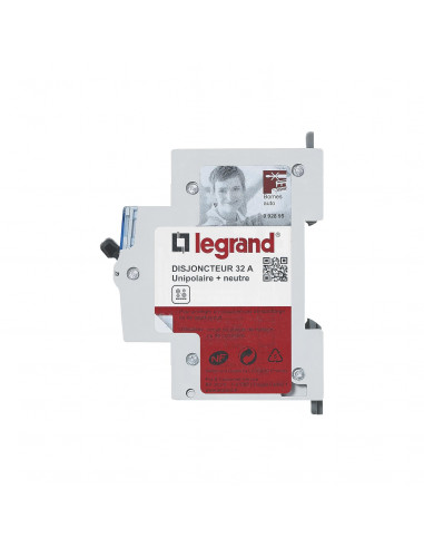 DISJONCTEUR DNX UNIPOLAIRE + N 230 V~ 32 A BORNES AUTO LEGRAND 092895