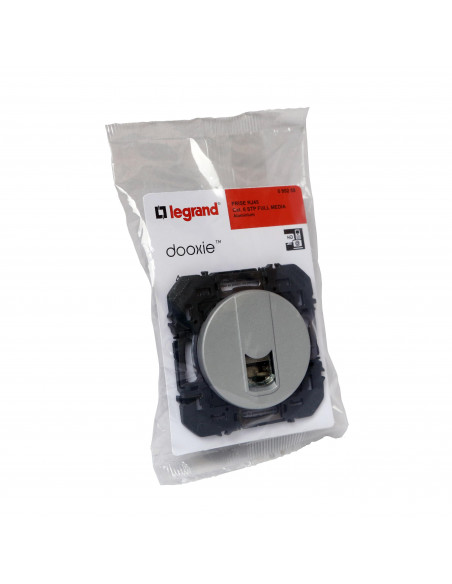 Prise blindée RJ45 cat6 STP dooxie finition alu sachet LEGRAND 095255