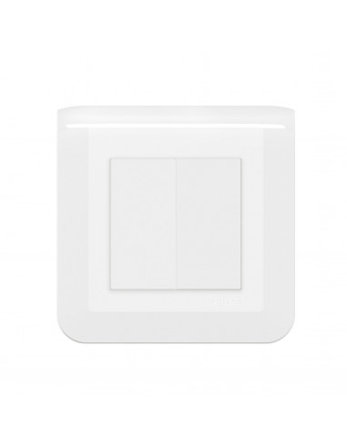 Double interrupteur ou va-et-vient Mosaic 10A blanc complet avec plaque LEGRAND 099201