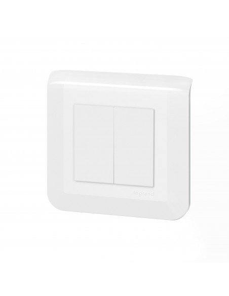Double interrupteur ou va-et-vient Mosaic 10A blanc complet avec plaque LEGRAND 099201