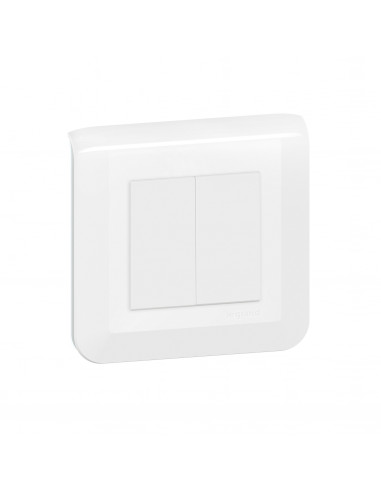 Double interrupteur ou va-et-vient Mosaic 10A blanc complet avec plaque LEGRAND 099201
