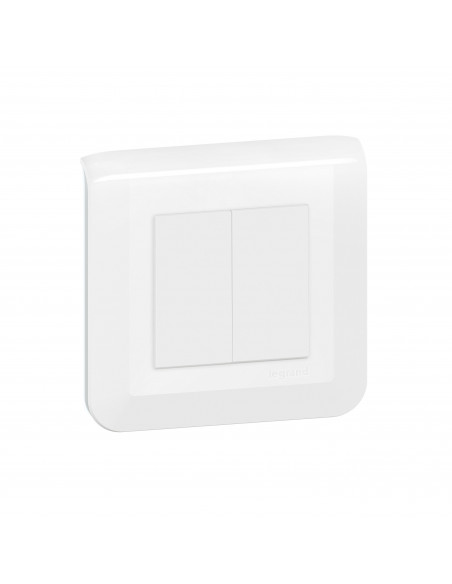 Double interrupteur ou va-et-vient Mosaic 10A blanc complet avec plaque LEGRAND 099201