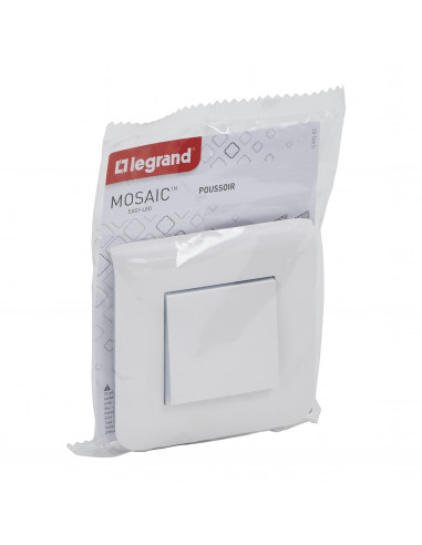Poussoir simple Mosaic 6A blanc complet avec plaque LEGRAND 099202