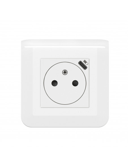 Prise de courant Surface Mosaic avec chargeur Type-C 2 modules blanc LEGRAND 099209