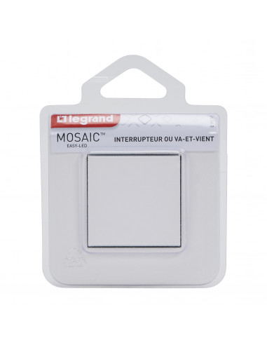 Interrupteur ou va-et-vient Mosaic 10A à griffes blanc complet avec plaque LEGRAND 099210