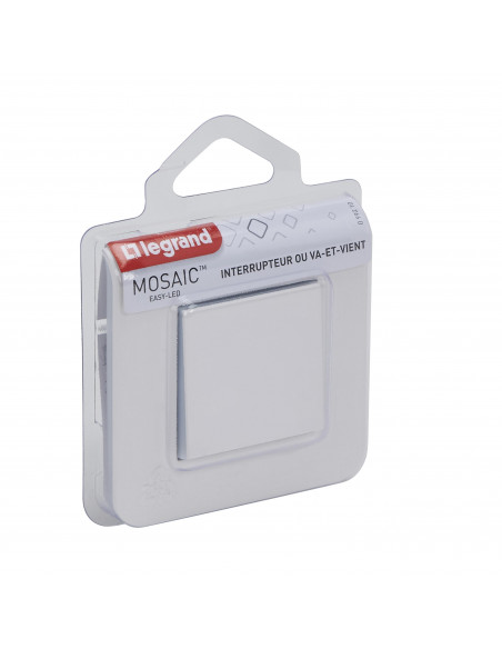 Interrupteur ou va-et-vient Mosaic 10A à griffes blanc complet avec plaque LEGRAND 099210