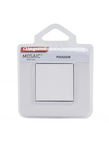 Poussoir simple Mosaic 6A à griffes blanc complet avec plaque LEGRAND 099215