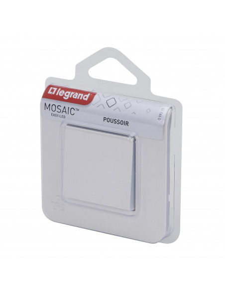 Poussoir simple Mosaic 6A à griffes blanc complet avec plaque LEGRAND 099215