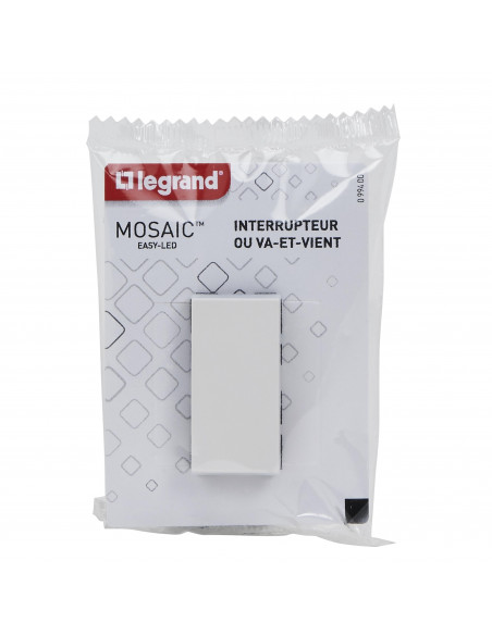 Interrupteur ou va-et-vient Mosaic Easy-Led 10A 1 module blanc LEGRAND 099400