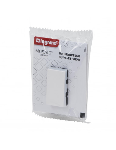 Interrupteur ou va-et-vient Mosaic Easy-Led 10A 1 module blanc LEGRAND 099400