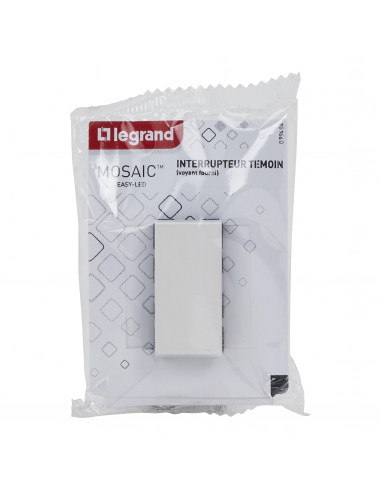 Poussoir Mosaic Easy-Led 6A 1 module blanc LEGRAND 099410