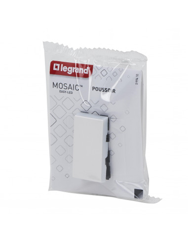 Poussoir Mosaic Easy-Led 6A 1 module blanc LEGRAND 099410