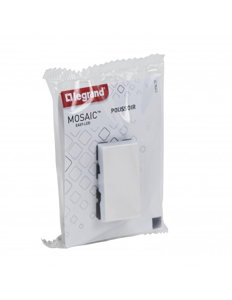 Poussoir Mosaic Easy-Led 6A 1 module blanc LEGRAND 099410