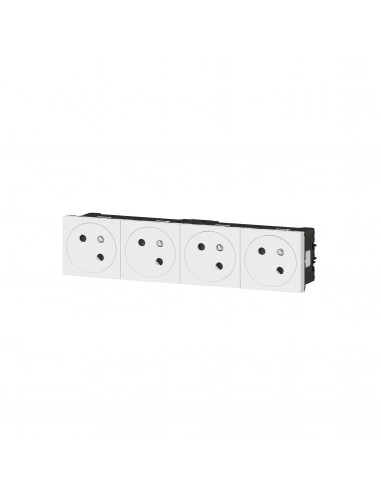 Quadruple prise de courant Surface Mosaic Link inclinée à 45° précâblée 8 modules blanc LEGRAND 099423