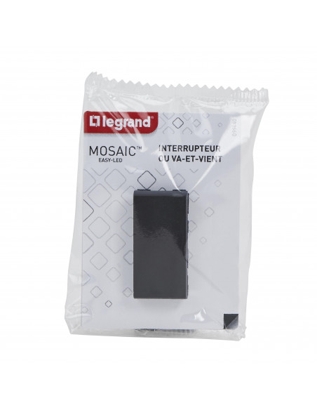 Interrupteur ou va-et-vient Mosaic Easy-Led 10A 1 module noir mat LEGRAND 099440