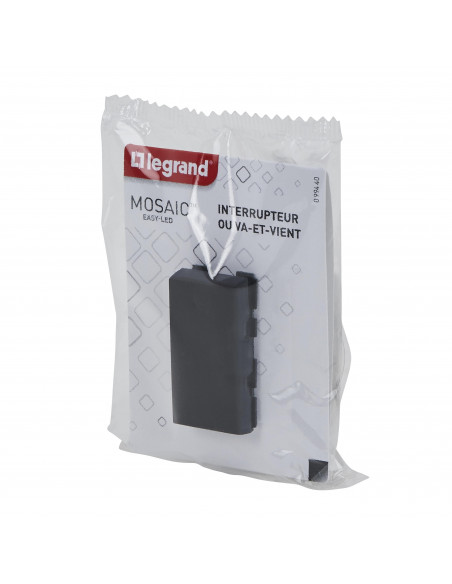 Interrupteur ou va-et-vient Mosaic Easy-Led 10A 1 module noir mat LEGRAND 099440