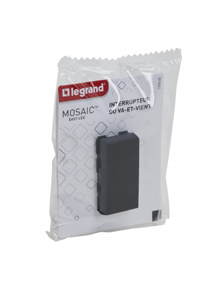 Interrupteur ou va-et-vient Mosaic Easy-Led 10A 1 module noir mat LEGRAND 099440