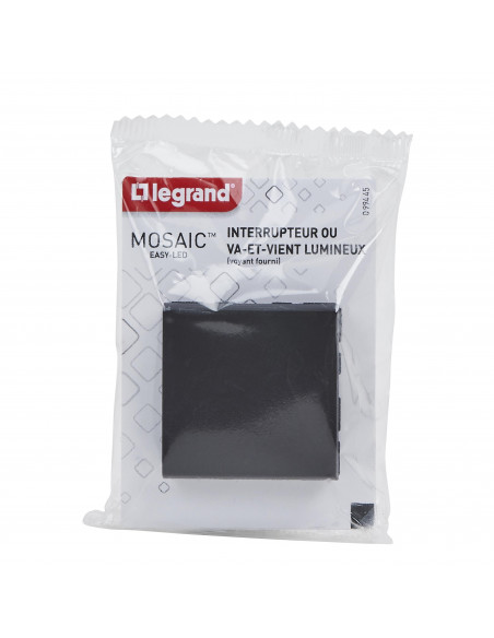Interrupteur ou va-et-vient lumineux voyant Mosaic Easy-Led 10A 2 modules noir LEGRAND 099445
