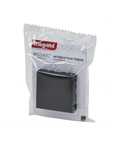 Interrupteur ou va-et-vient lumineux voyant Mosaic Easy-Led 10A 2 modules noir LEGRAND 099445