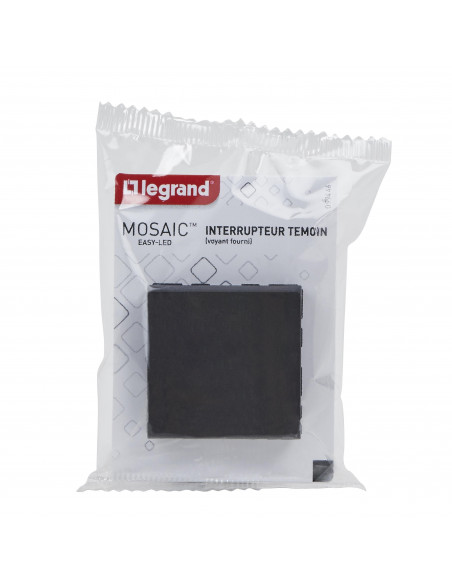 Interrupteur ou va-et-vient témoin voyant Mosaic Easy-Led 10A 2 modules noir LEGRAND 099446