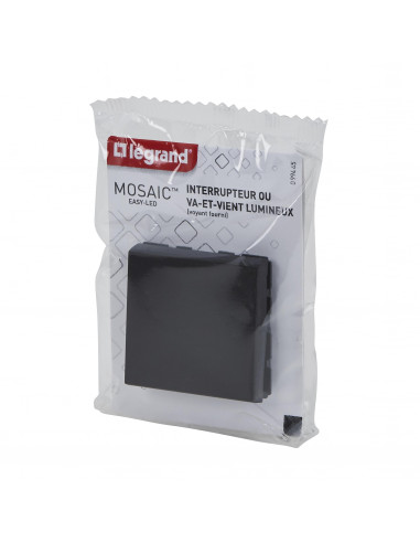 Interrupteur ou va-et-vient témoin voyant Mosaic Easy-Led 10A 2 modules noir LEGRAND 099446