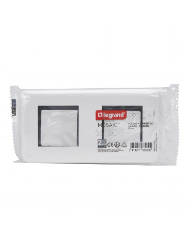 Plaque Mosaic avec support pour 2 x 2 modules montage horizontal blanc LEGRAND 099474