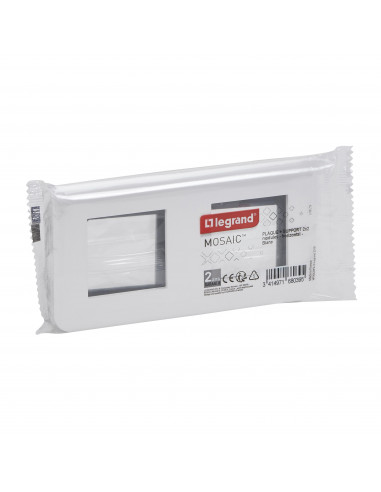 Plaque Mosaic avec support pour 2 x 2 modules montage horizontal blanc LEGRAND 099474
