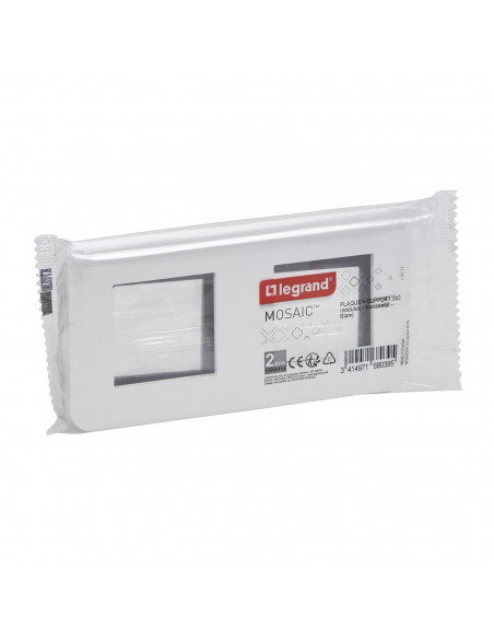 Plaque Mosaic avec support pour 2 x 2 modules montage horizontal blanc LEGRAND 099474