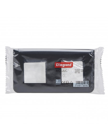 Plaque Mosaic avec support pour 2 x 2 modules montage horizontal noir mat LEGRAND 099482